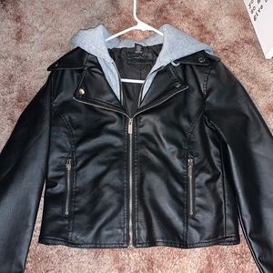 Rue 21 Leather Jacket with Hood